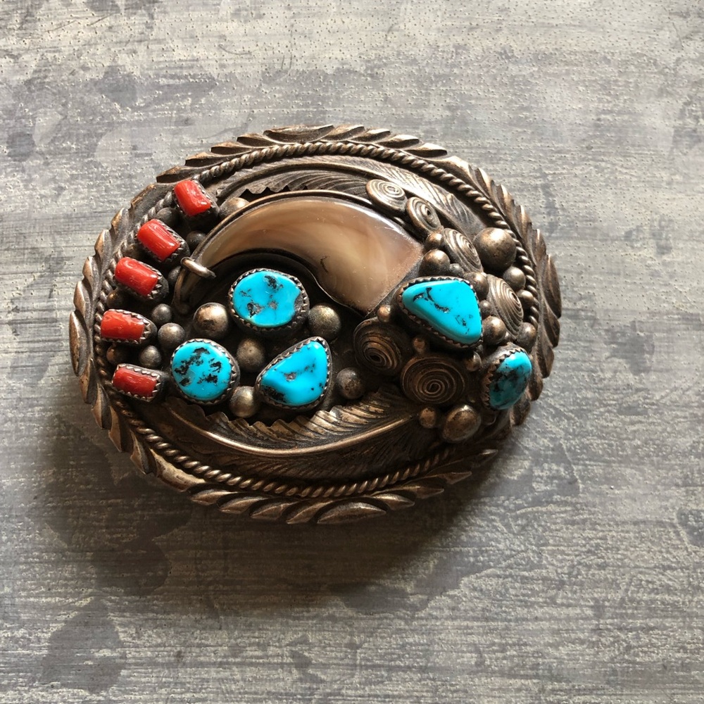 Silver and Turquoise Women's Belt Buckle